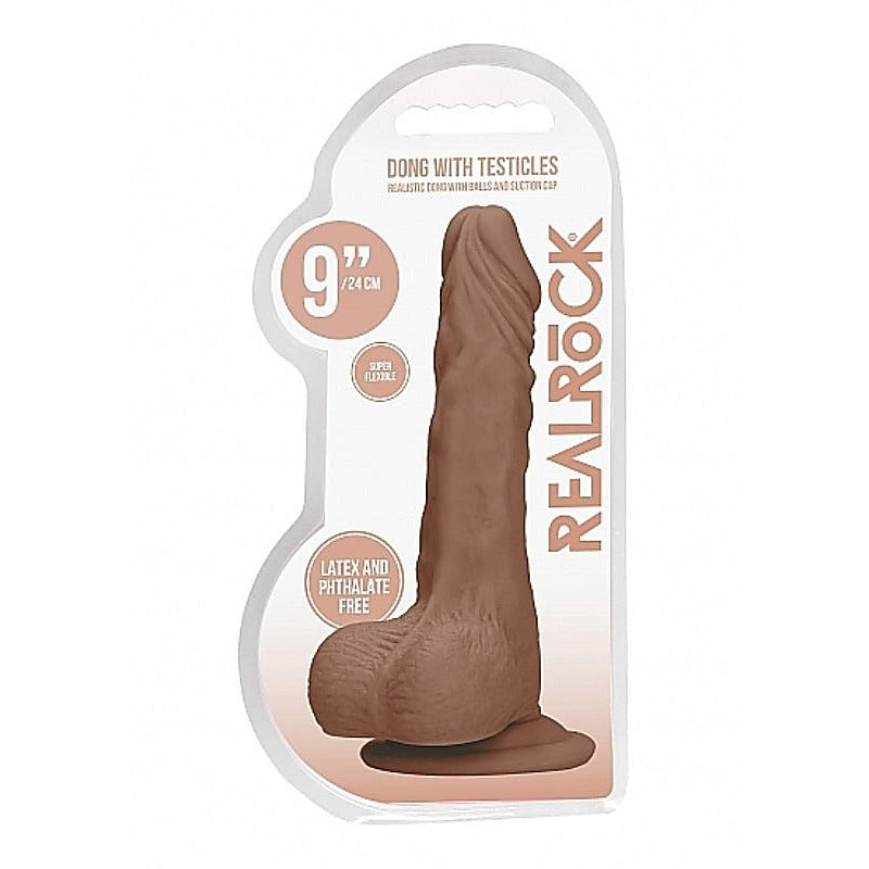 Realrock Skin Dong with Testicles 9 inch by Shots Toys - Realistic Dildos