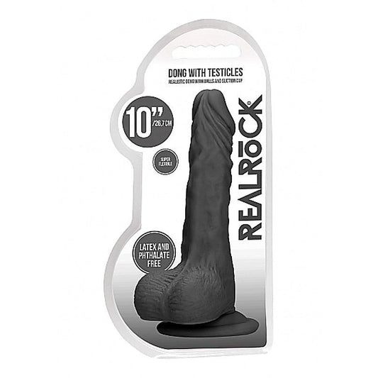 RealRock Skin Dong with Testicles 10 Inch by Shots Toys - Realistic Dildos