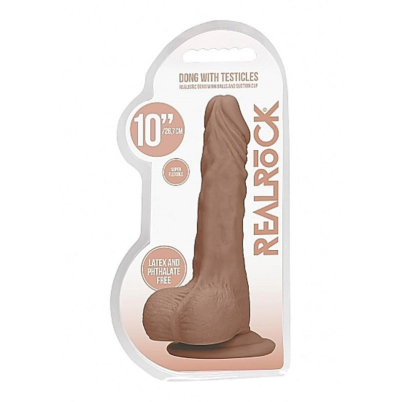 RealRock Skin Dong with Testicles 10 Inch by Shots Toys - Realistic Dildos