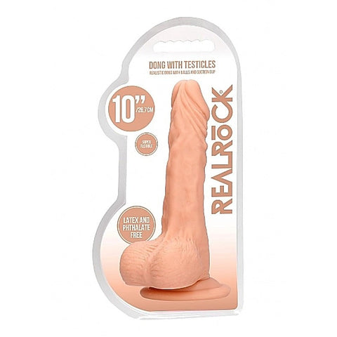 RealRock Skin Dong with Testicles 10 Inch by Shots Toys - Realistic Dildos