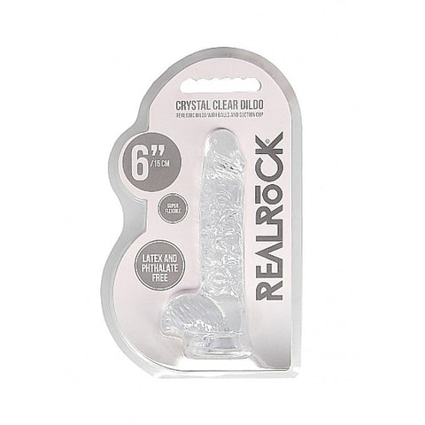 Realrock Crystal Clear Dildo with Balls 6 inch by Shots Toys - Non-Realistic Dildos