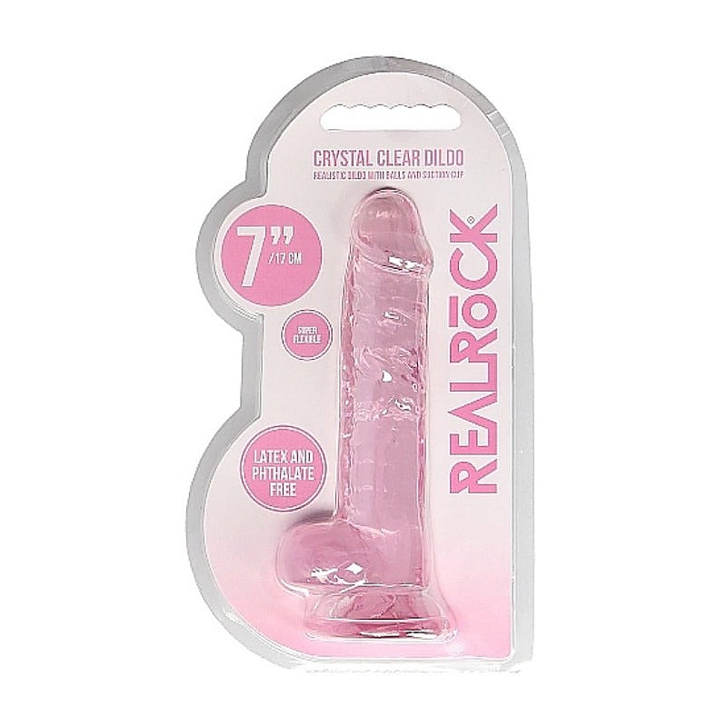 Realrock Crystal Clear Dildo with Balls by Shots Toys - Realistic Dildos