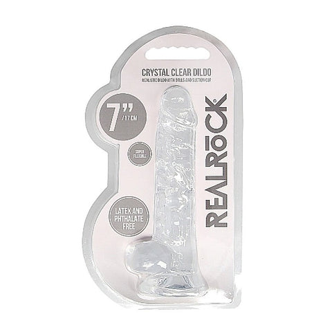 Realrock Crystal Clear Dildo with Balls by Shots Toys - Realistic Dildos