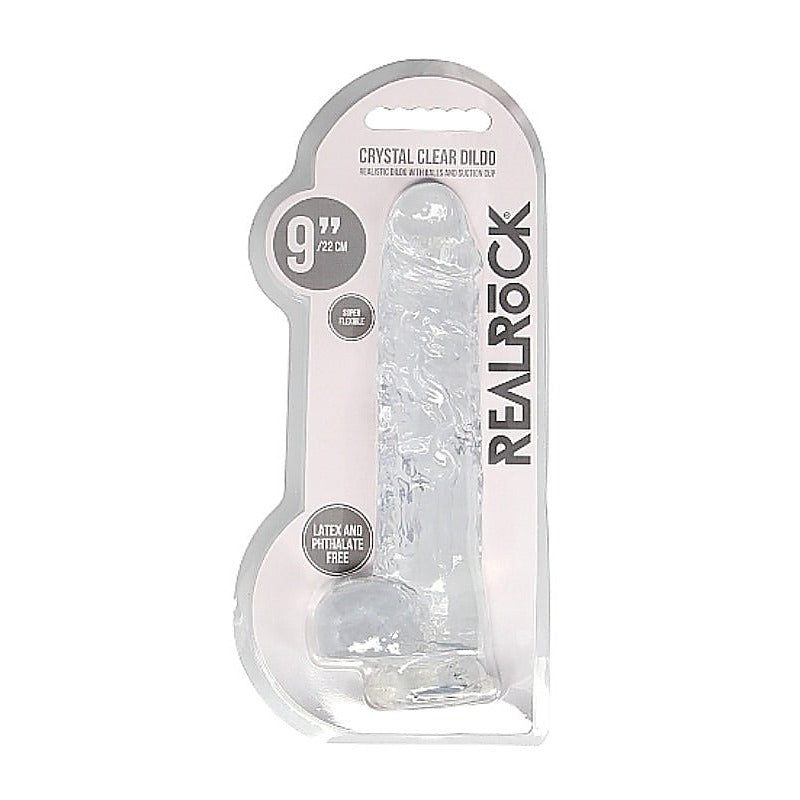 Realrock Crystal Clear Dildo with Balls 9 Inch by Shots Toys - Luxury Sex Toys