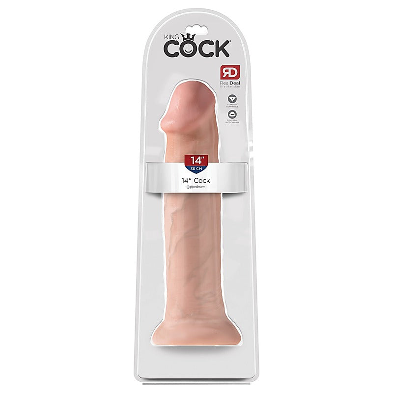 King Cock 14 Inch Suction Cup Realistic Dong - Strap On Sextoys