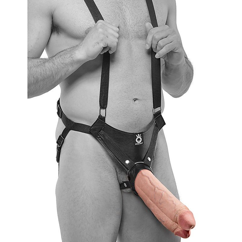 King Cock 11 Inch Two Cocks One Hole Hollow Strap-on System - Realistic Dildos
