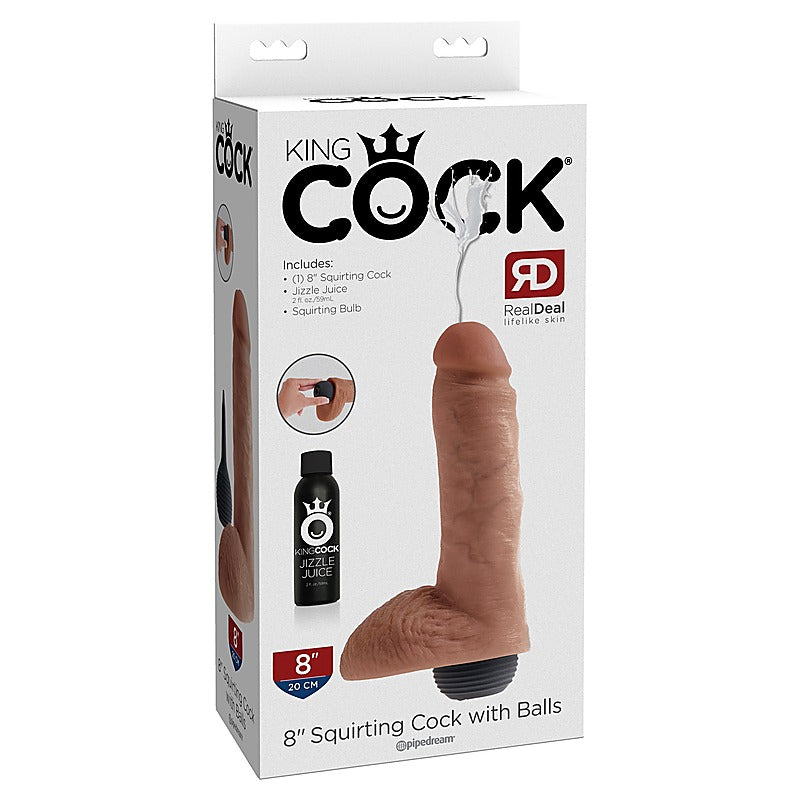 King Cock 8 Inch Realistic Squirting Cock with Balls - Realistic Dildos