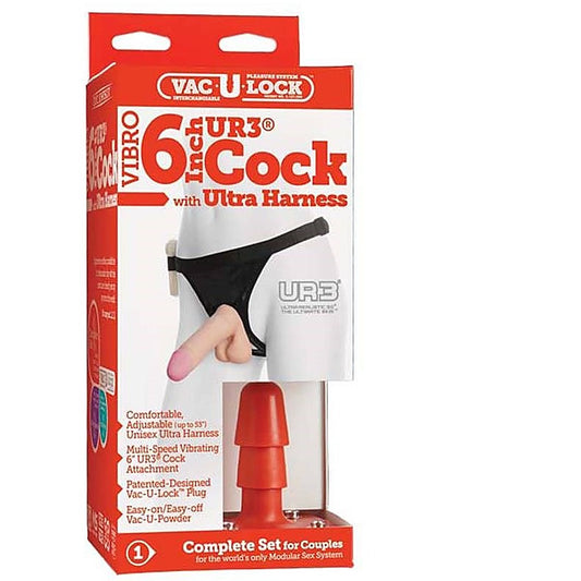 Vac U Lock Vibrating Sex Harness With 6 Inches cock Flesh - Strap On Sextoys