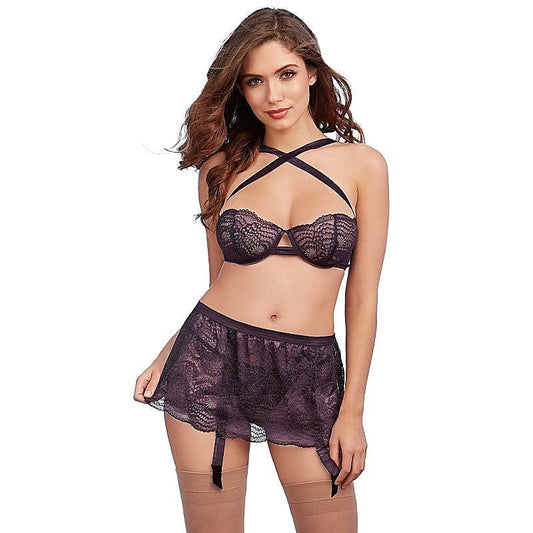 Stretch Lace 3-Piece Intimacy Ensemble - Bras and Bra Sets