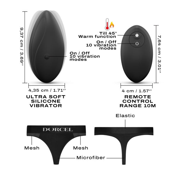 Marc DORCEL Discreet 10 Functions Panty Vibrator Black - Remote Control Vibrators