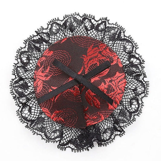 Black and Red Lace Overlay Nipple Pasties by Ella Bidoe - Fancy Dress Ups