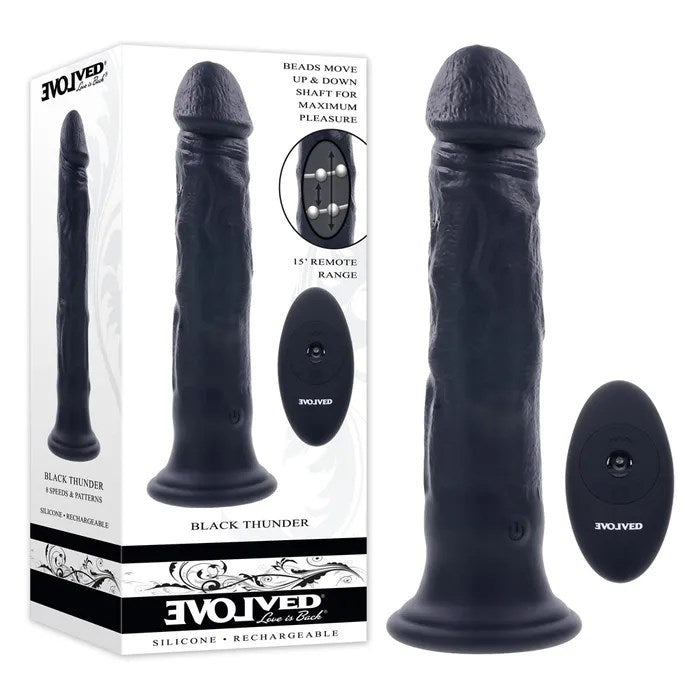 Evolved BLACK THUNDER Vibrating Dildo with Dual Motor Stimulation - Default Title - Realistic Dildos