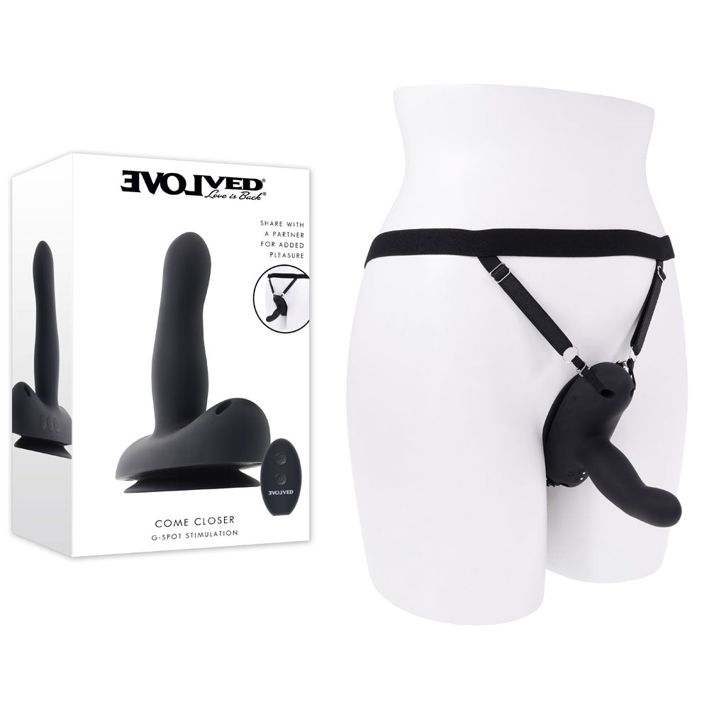 Evolved COME CLOSER Vibrating Strap-On with Remote - - Strap On Sextoys