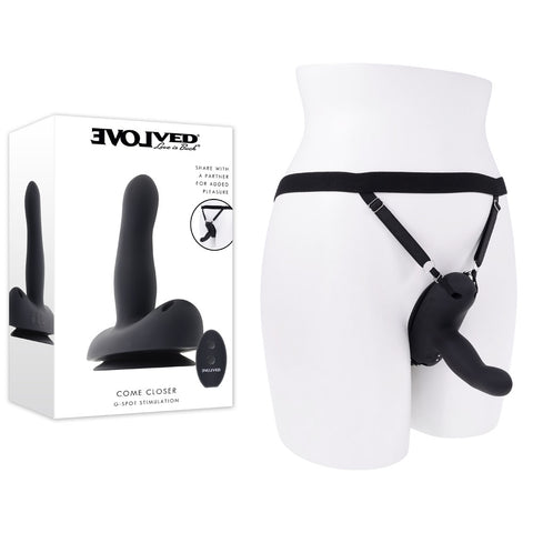 Evolved COME CLOSER Vibrating Strap-On with Remote - Strap On Sextoys