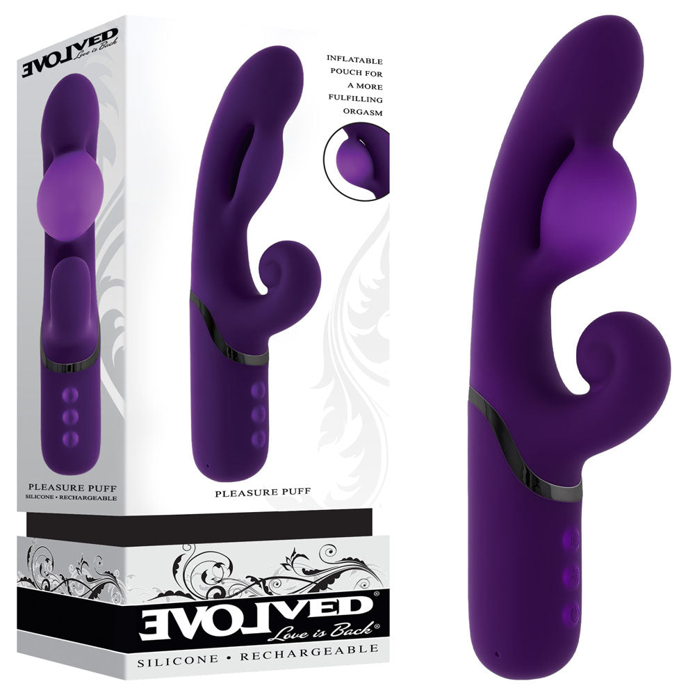 Evolved Pleasure Puff Inflatable Rechargeable Rabbit Vibe - - Rabbit Vibrators