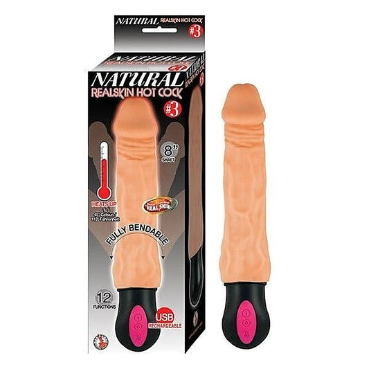 NATURAL REALSKIN 8" Heated Pleasure Toy by Nasstoys - Vibrating Dildos