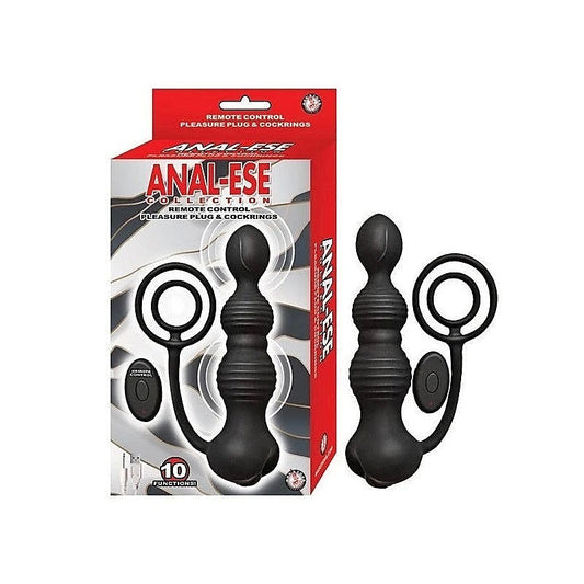 ANAL-ESE Remote Control Pleasure Plug and C-Rings - Prostate Toys