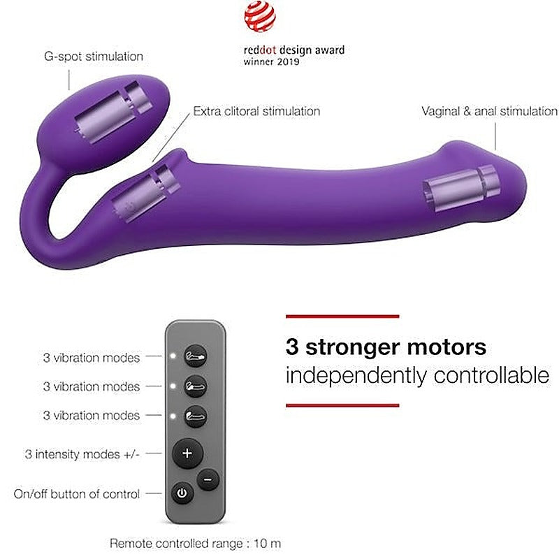 3 Motors Vibrating Bendable Strap-On - Large by Strap-On-Me - Strap On Sextoys