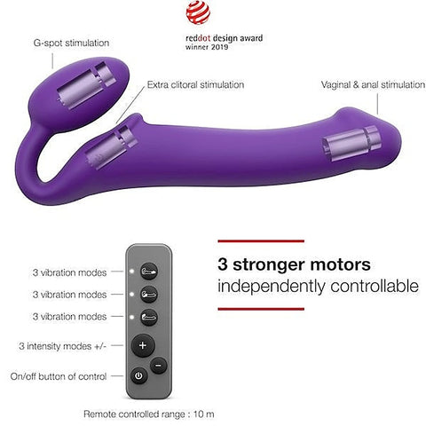 3 Motors Vibrating Bendable Strap-On - Large by Strap-On-Me - Strap On Sextoys