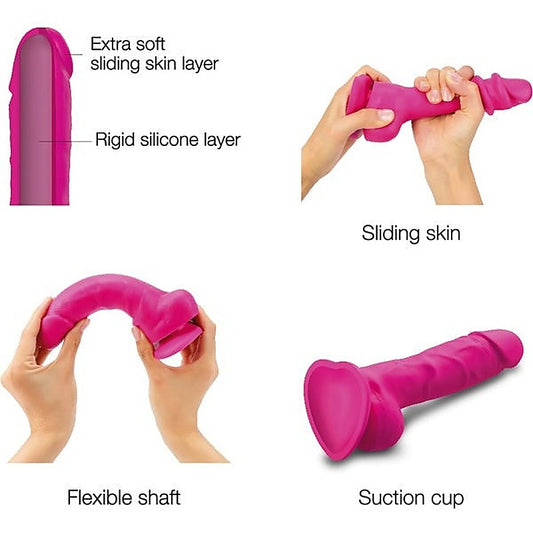 Sliding Skin Realistic Dildo - Pink by Strap-On-Me - Realistic Dildos