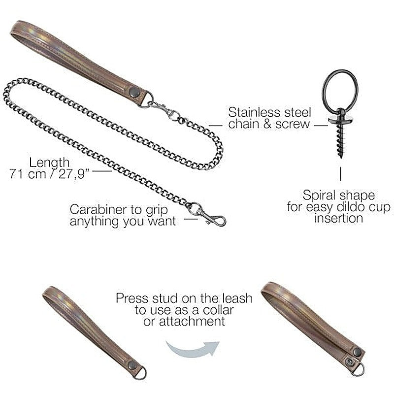 Bondage Collar, Leash, and Dildo Ring Set by Strap-On-Me - Collars and Leads