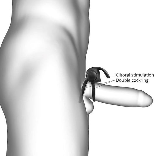 Dual-Cock Ring Remote Vibrator with Clit Stimulation - Vibrating Cock Rings