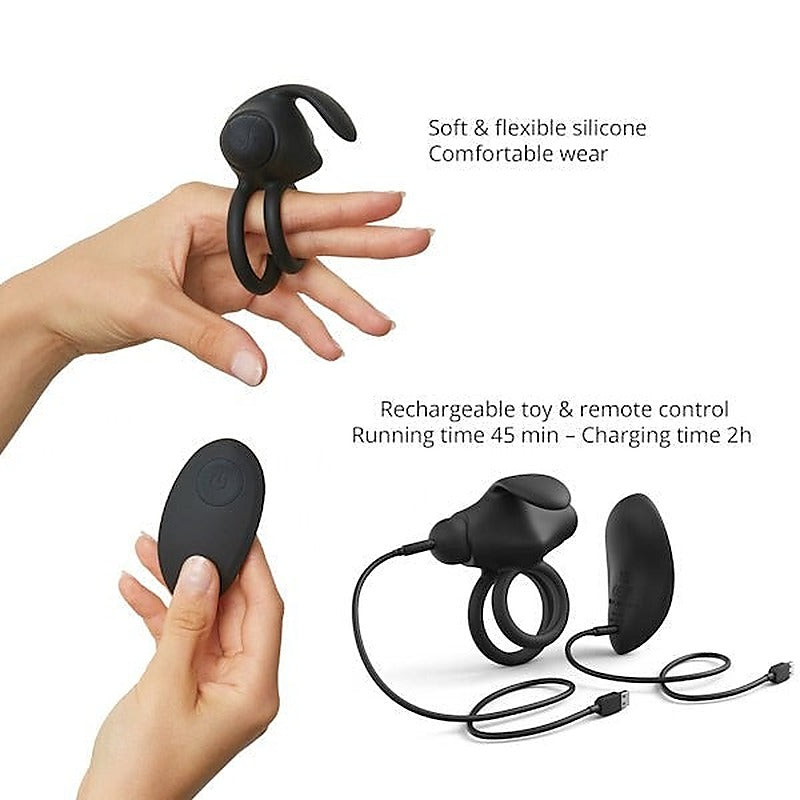 LOVE TO LOVE Dual-Ring Remote Vibrator with Clit Stimulation - Vibrating Cock Rings
