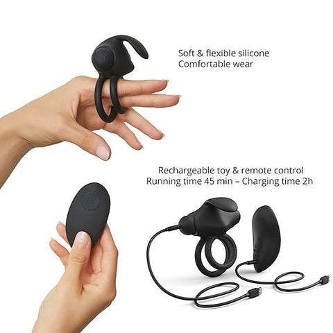 LOVE TO LOVE Dual-Ring Remote Vibrator with Clit Stimulation - Vibrating Cock Rings