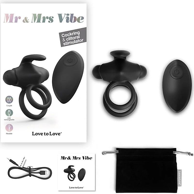 LOVE TO LOVE Dual-Ring Remote Vibrator with Clit Stimulation - Vibrating Cock Rings