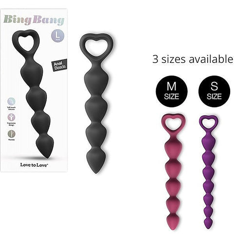 Love To Love Bing Bang Graduated Silicone Anal Beads with Ring Handle - Anal Beads and Balls