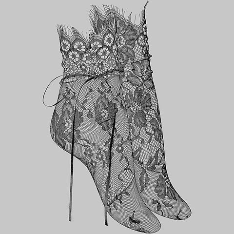 Nylon Floral Patterned Dress-Up Socks by Maison Close - Fancy Dress Ups