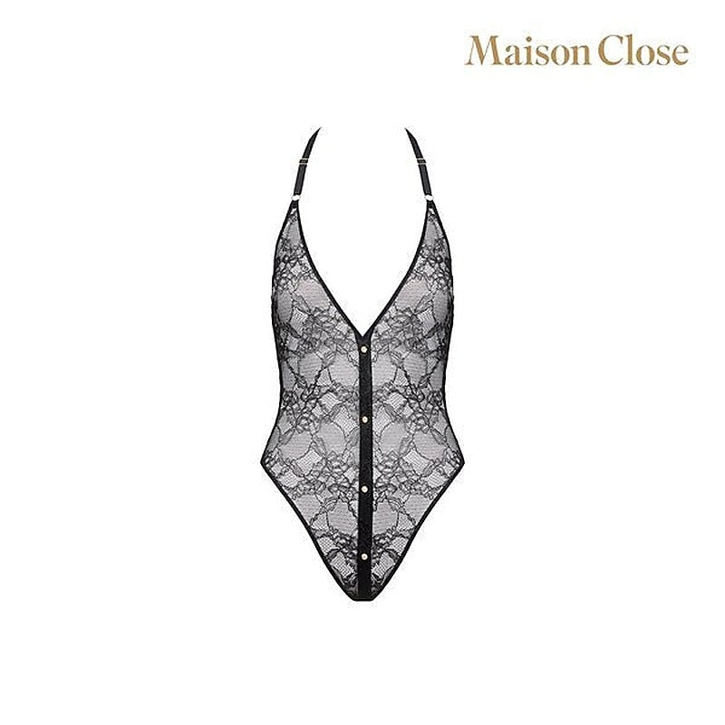 Lace-Detailed Curve-Hugging Bodysuit by Maison Close - Teddies and Bodysuits