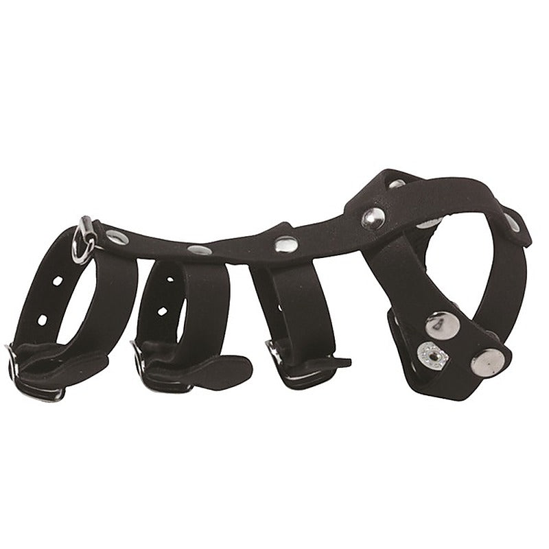 Spartacus Premium Leather Vertebrate Gates of Hell Cock Ring with Ball Divider - Ball and Cock Toys