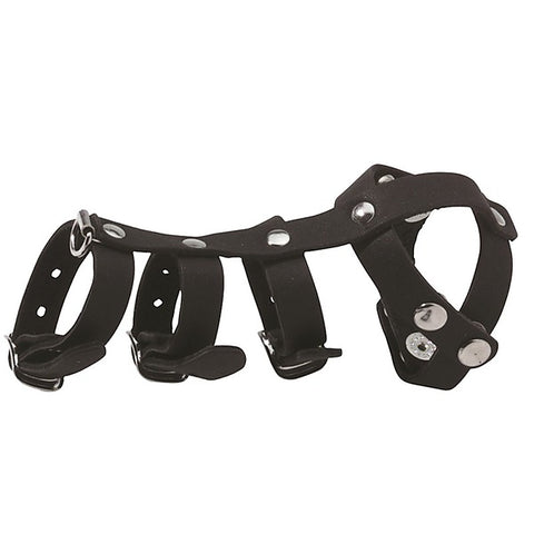 Spartacus Premium Leather Vertebrate Gates of Hell Cock Ring with Ball Divider - Ball and Cock Toys
