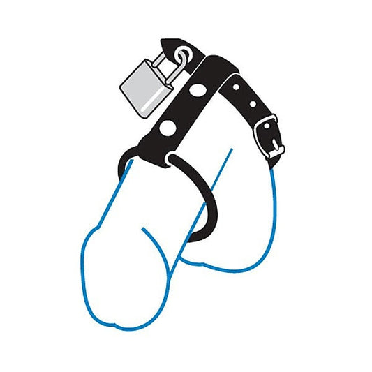 Locking Leather & Steel Chastity Harness - Male Chastity