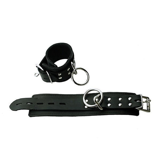 Deluxe Black Leather Wrist Cuffs by Spartacus Enterprises - Cuffs and Restraints