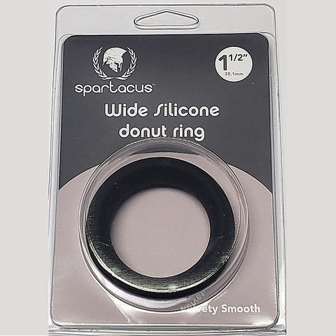 Wide Silicone Donut Ring Black by Spartacus Enterprises - Stretchy Cock Rings