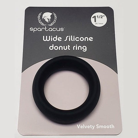 Wide Silicone Donut Ring Black by Spartacus Enterprises - Stretchy Cock Rings