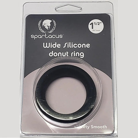 Wide Silicone Donut Ring Black by Spartacus Enterprises - Stretchy Cock Rings