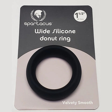 Wide Silicone Donut Ring Black by Spartacus Enterprises - Stretchy Cock Rings