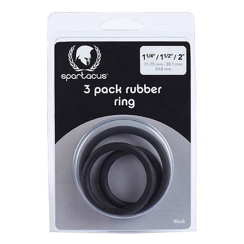 Rubber 3 Piece Cock Ring Set Black by Spartacus Enterprises - Stretchy Cock Rings