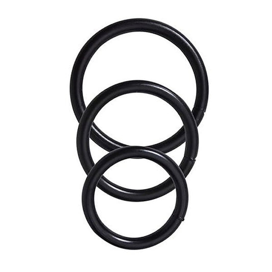Steel 3 Piece Cock Ring Set Black by Spartacus Enterprises - Steel Cock Rings