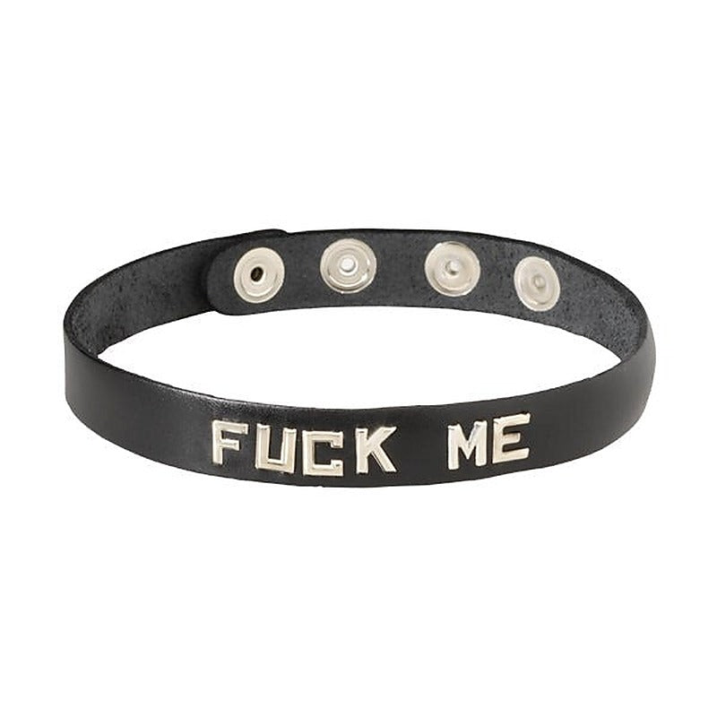 Leather Word band Collar - FUCK ME by Spartacus - Collars and Leads