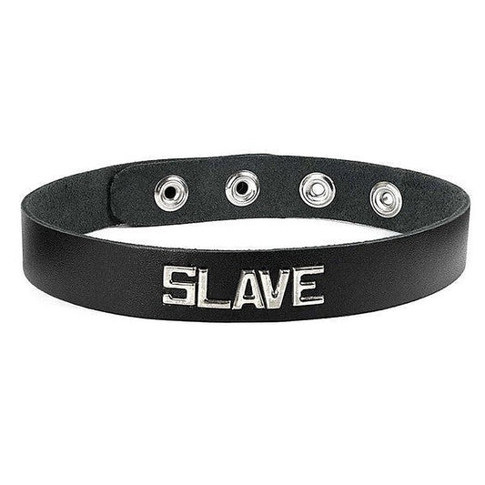 Leather Submissive Wordband Collar by Spartacus Enterprises - Collars and Leads