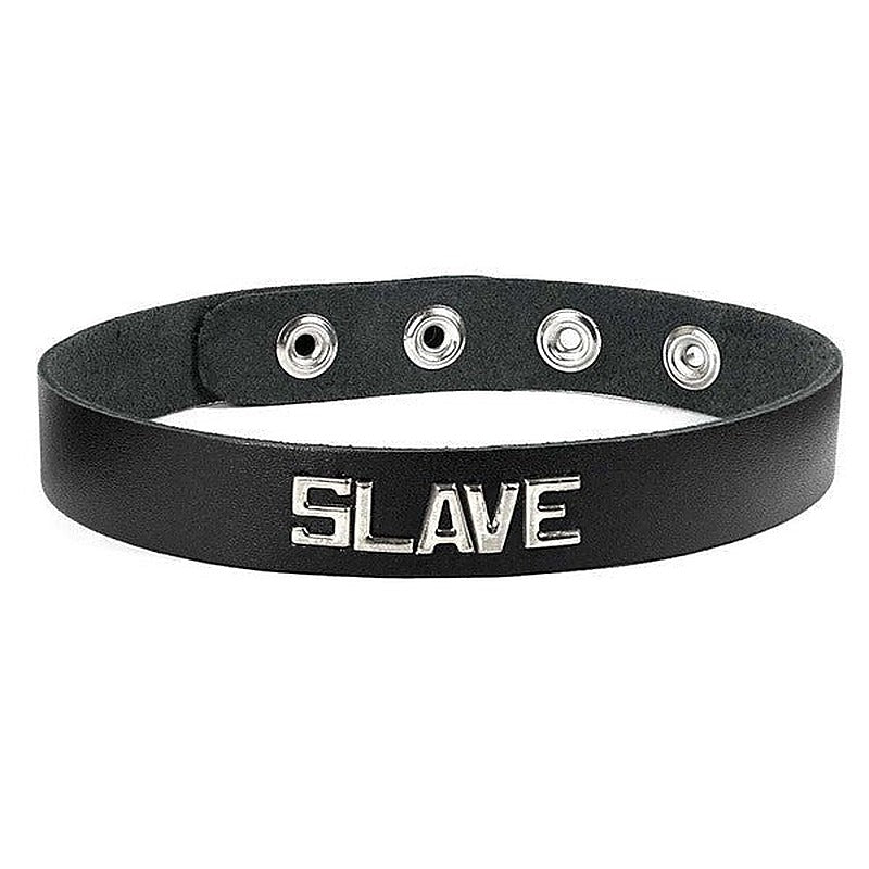 Spartacus Leather BDSM Wordband Collar - Collars and Leads