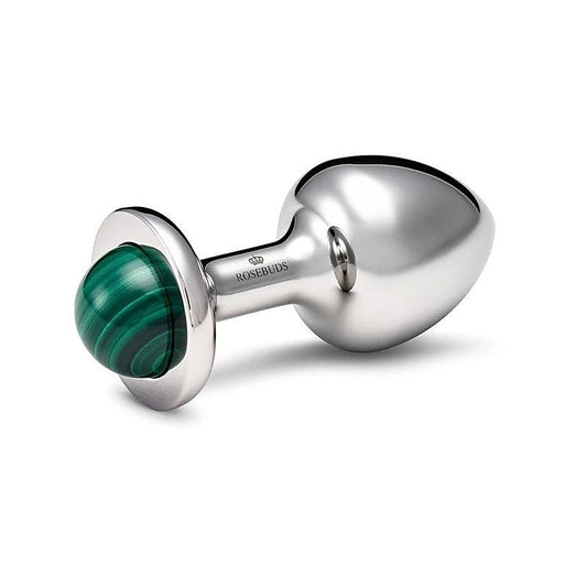 Stainless Steel Anal Plug Small With Malachite Gem - Butt Plugs