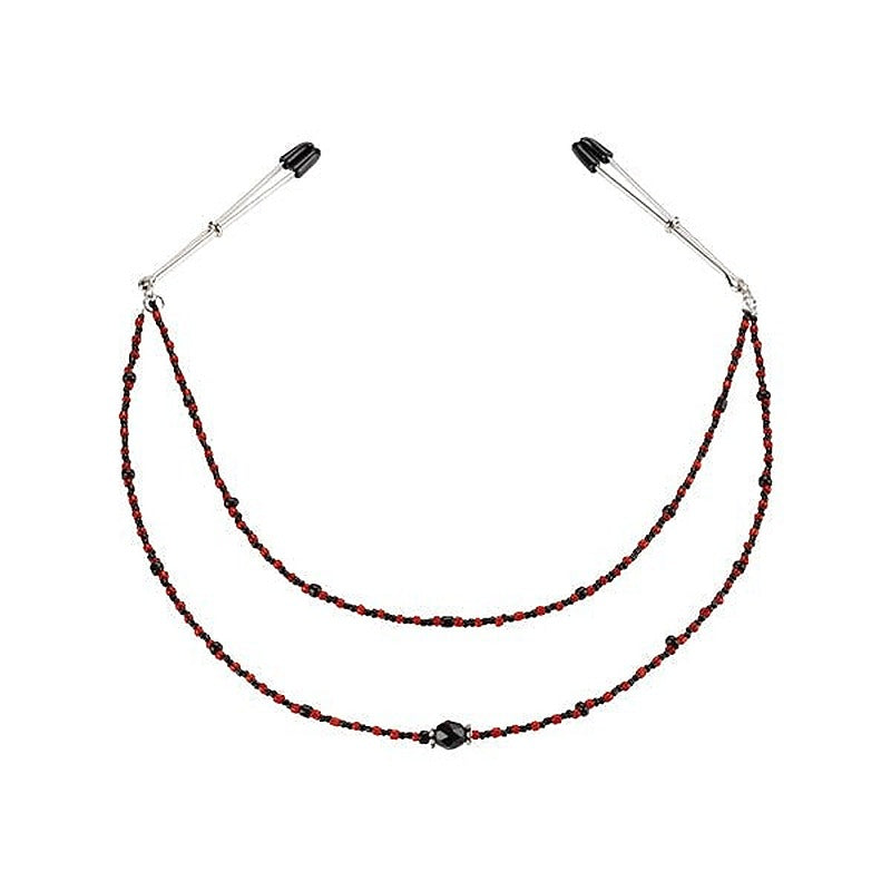 Double Strand Beaded Tit Clamps by Spartacus - Nipple and Clit Clamps