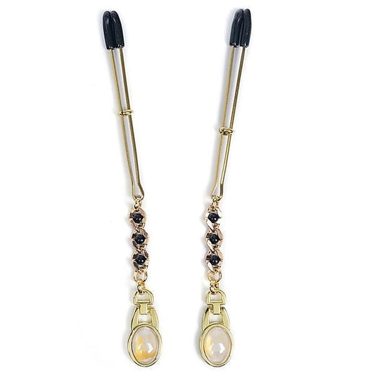 Adjustable Nipple Clamps with Pearl Pendant - Nipple and Clit Clamps