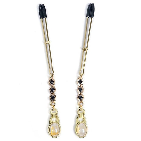 Adjustable Nipple Clamps with Pearl Pendant - Nipple and Clit Clamps