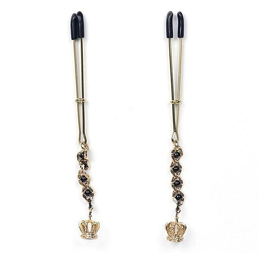Tweezer Nipple Clamps With Crown Pendant - Nipple and Clit Clamps